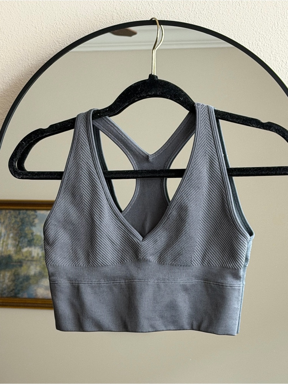 Gilly Hicks Gray Ribbed Racerback Sports Bra – Medium